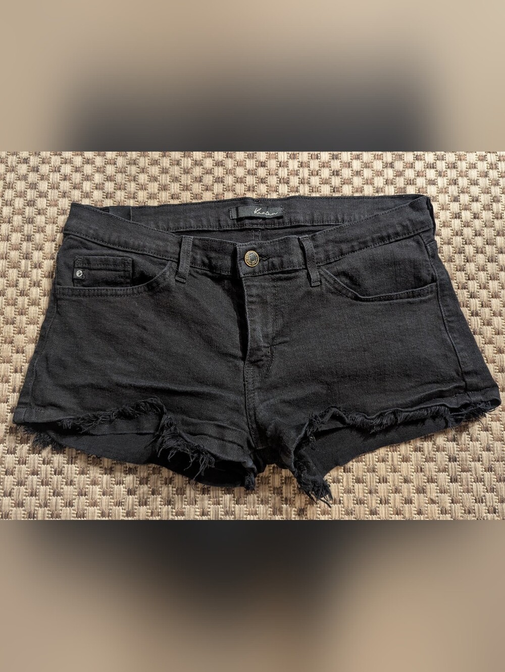 KanCan Black Stretchy High Rise Distressed Cut Off Jeans Shorts sz 30